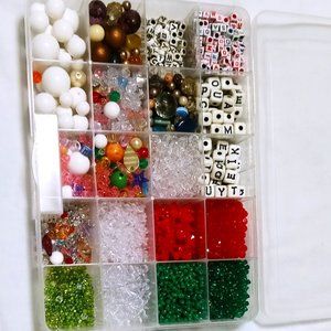 CRAFT Beads in Divided Tray Box W/Attached Lid